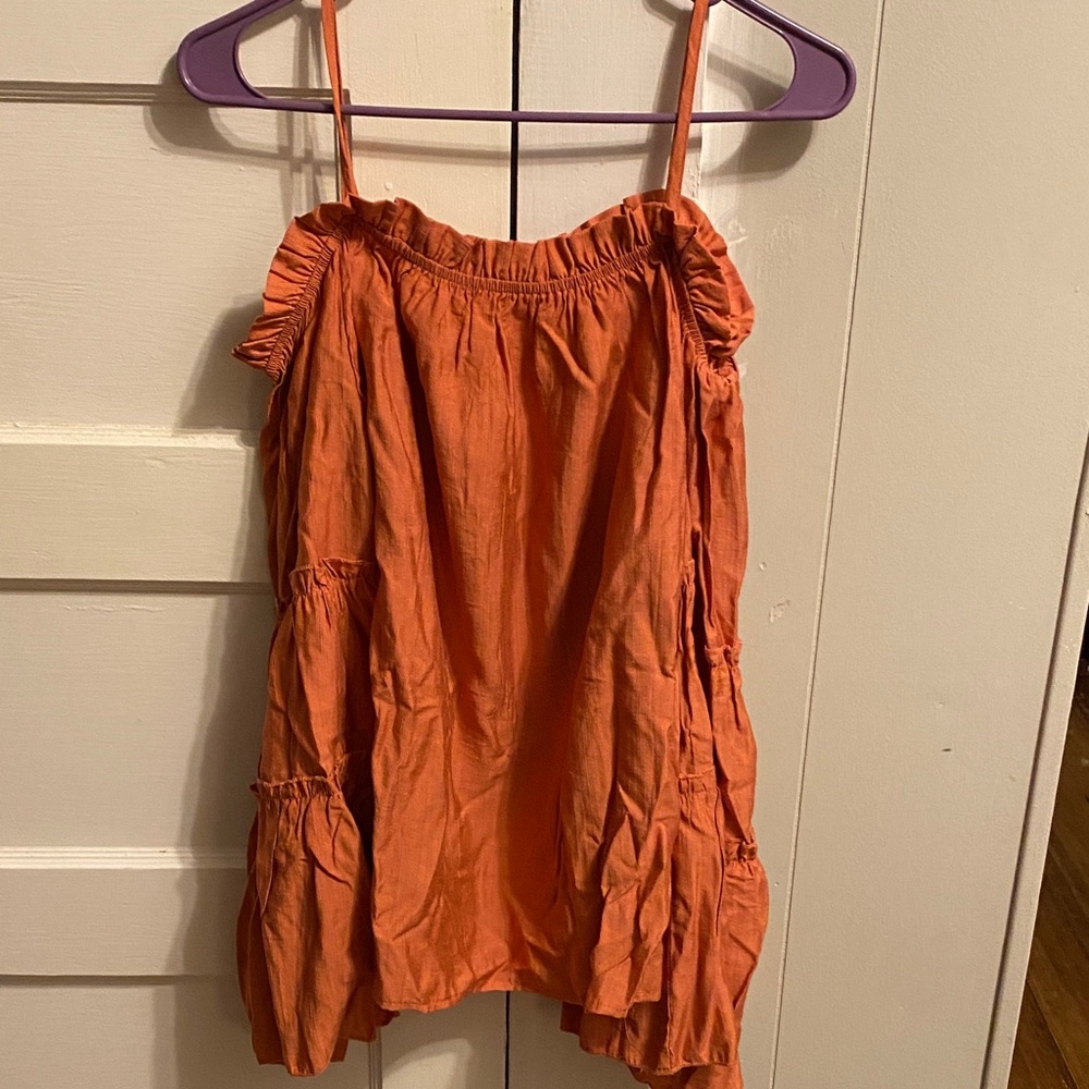 Orange Ruffled Sleeveless Dress